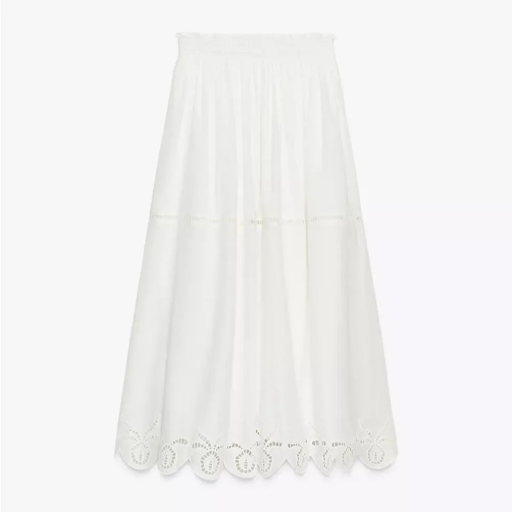 ZARA EMBROIDERED LONG SKIRT ZW COLLECTION LINED